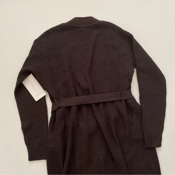 Athleta Scenic Wrap Cardigan Sweater Size XS Walnut Brown Cozy Long Merino Wool - Picture 9 of 10